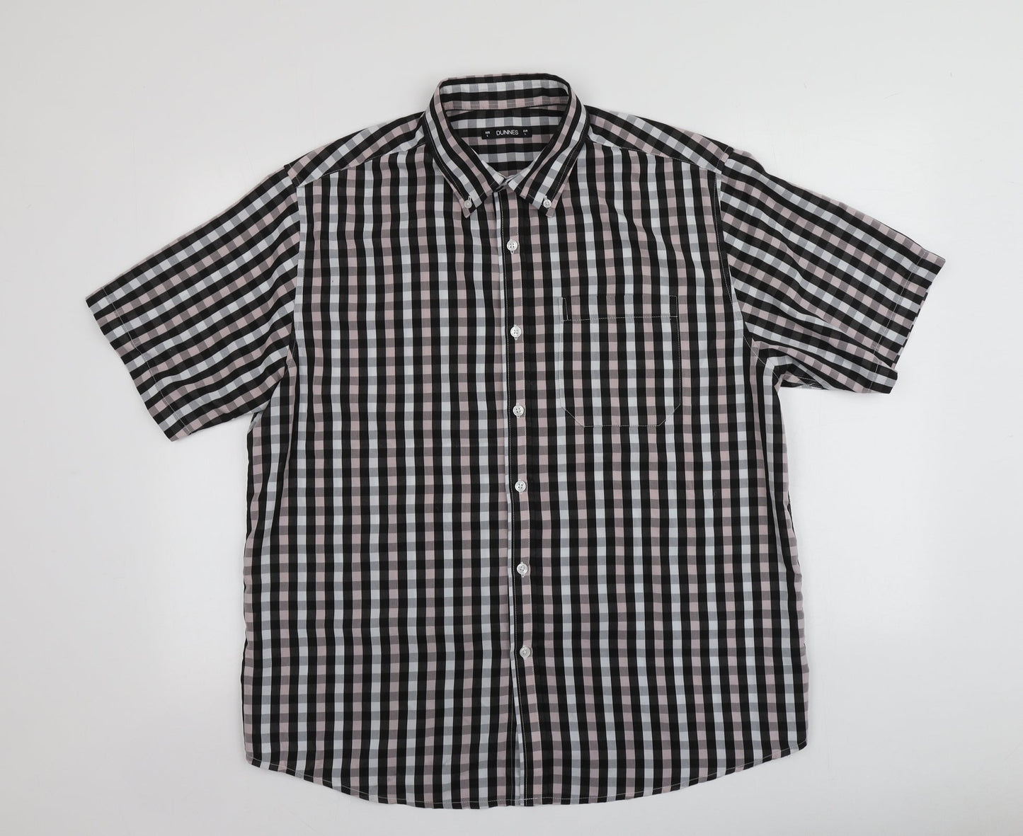 Dunnes Stores Mens Multicoloured Check Polyester  Button-Up Size L Collared