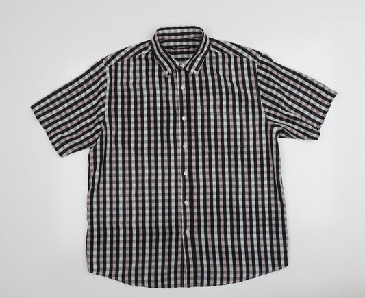 Dunnes Stores Mens Multicoloured Check Polyester  Button-Up Size L Collared