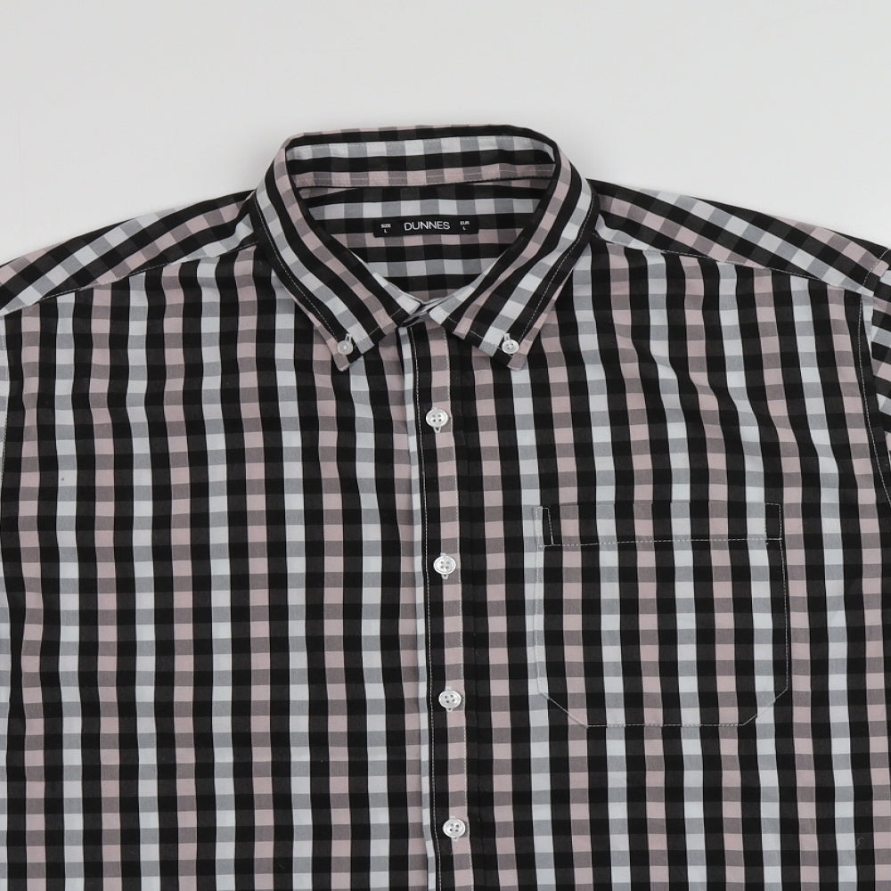 Dunnes Stores Mens Multicoloured Check Polyester  Button-Up Size L Collared