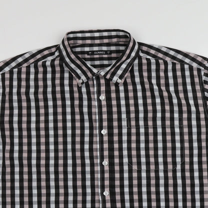 Dunnes Mens Multicoloured Check Polyester  Button-Up Size L Collared