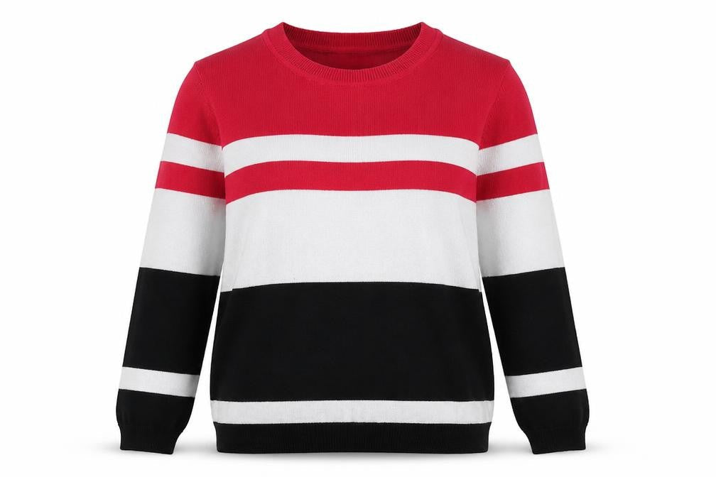 Dunnes Stores Womens Multicoloured Round Neck Striped Polyester Pullover Jumper Size S