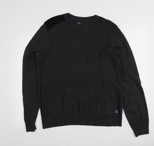 Holmes Mens Grey Round Neck  Cotton Pullover Jumper Size XL