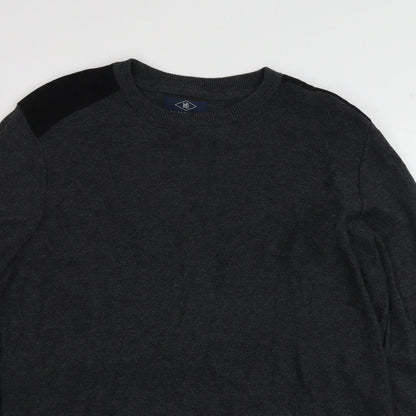 Preloved Holmes Mens Grey Round Neck  Cotton Pullover Jumper Size XL - Detail