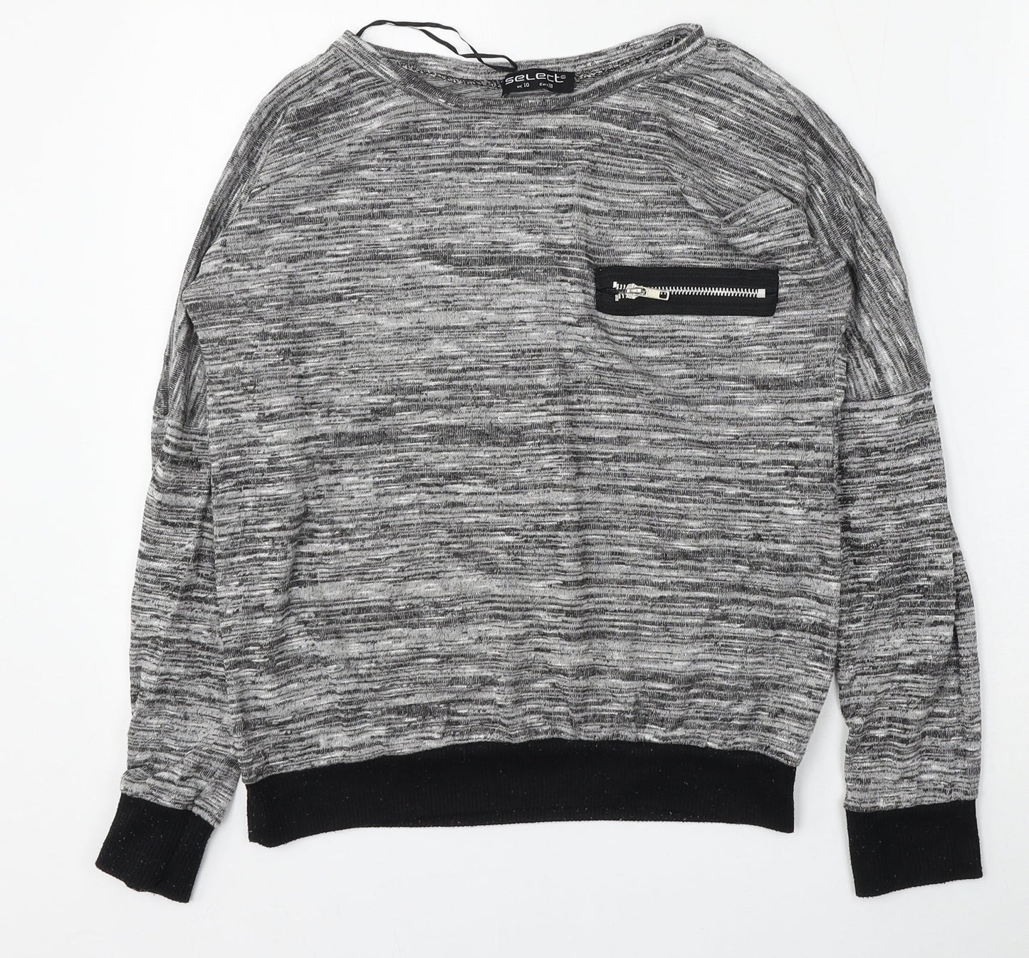 Select Womens Grey Round Neck  Polyester Pullover Jumper Size 10