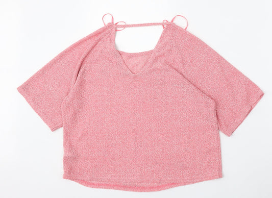New Look Womens Pink V-Neck  Viscose Cardigan Jumper Size 8