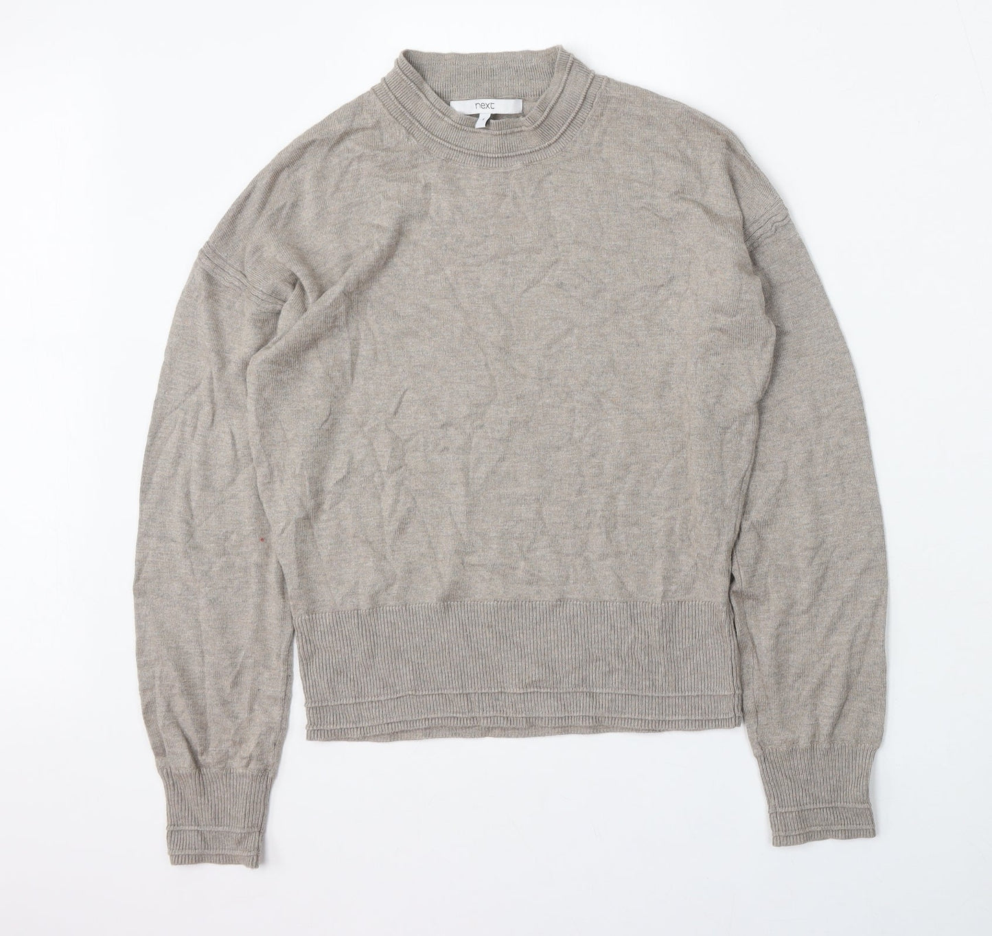 NEXT Womens Beige Round Neck  Viscose Pullover Jumper Size 8
