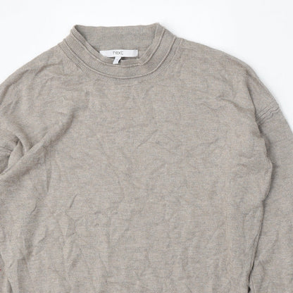 Next Womens Beige Round Neck  Viscose Pullover Jumper Size 8