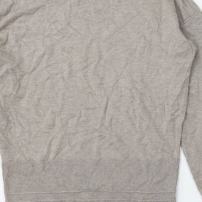 Next Womens Beige Round Neck  Viscose Pullover Jumper Size 8