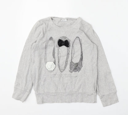 Next Girls Grey  Cotton Pullover Sweatshirt Size 8 Years