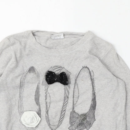 Next Girls Grey  Cotton Pullover Sweatshirt Size 8 Years