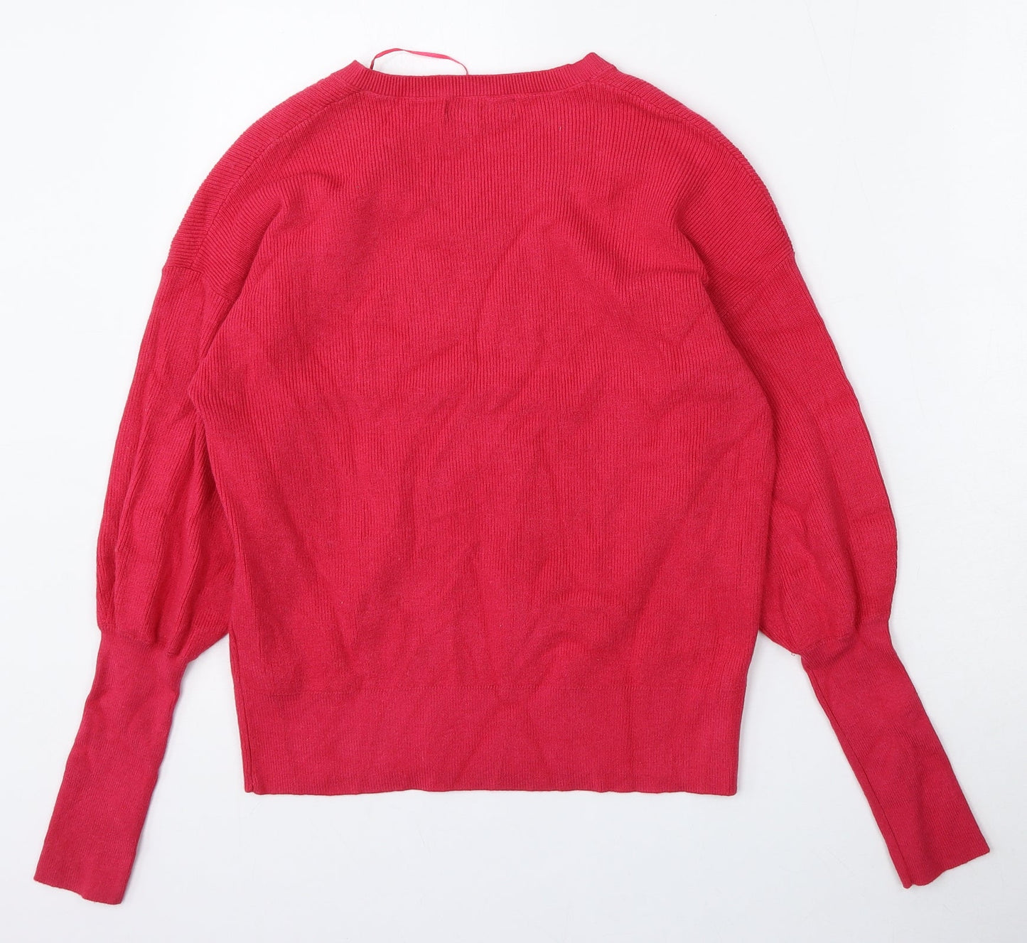 Marks and Spencer Womens Pink V-Neck  Viscose Pullover Jumper Size S