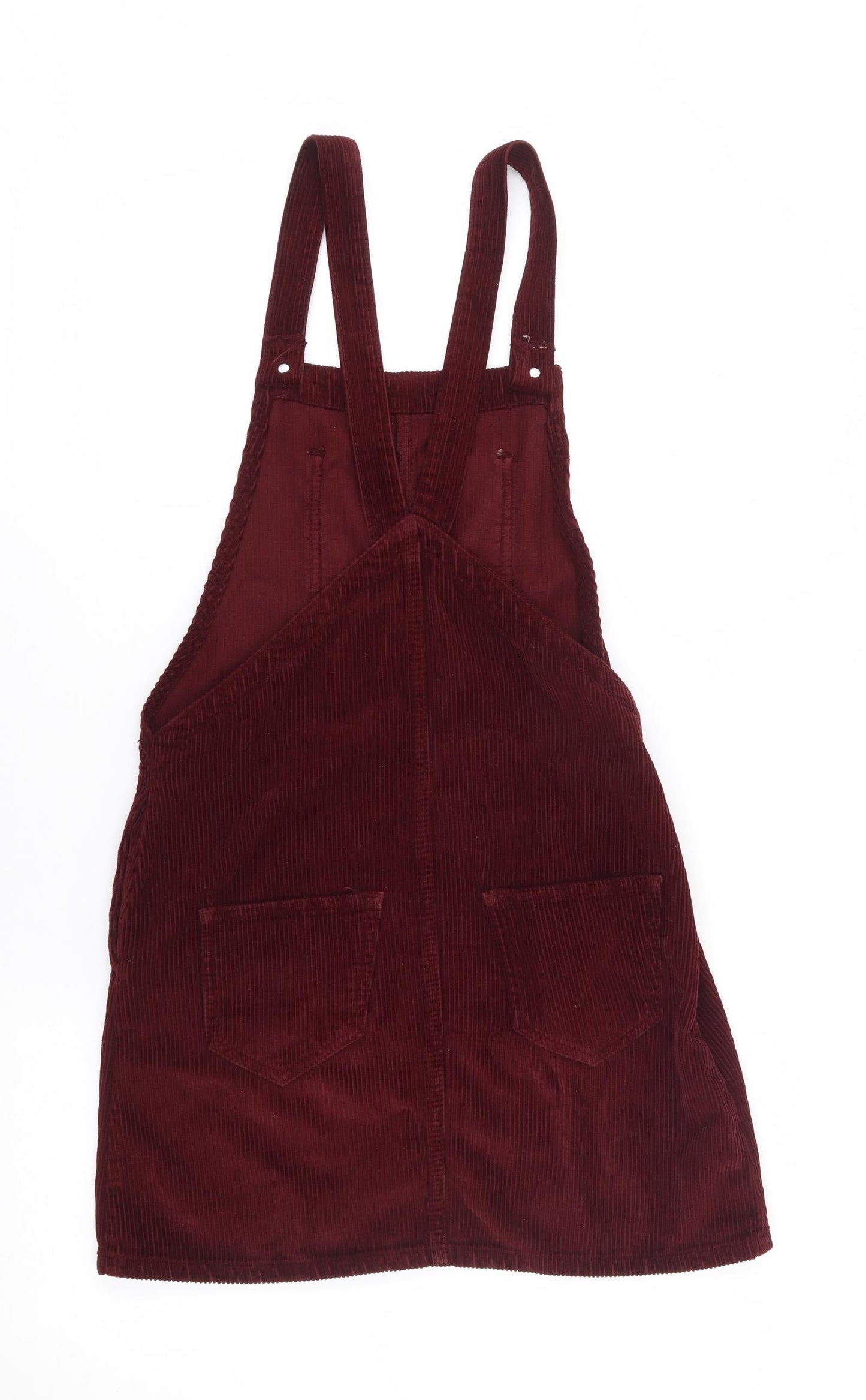 Topshop Womens Red  Cotton Pinafore/Dungaree Dress  Size 6  Square Neck
