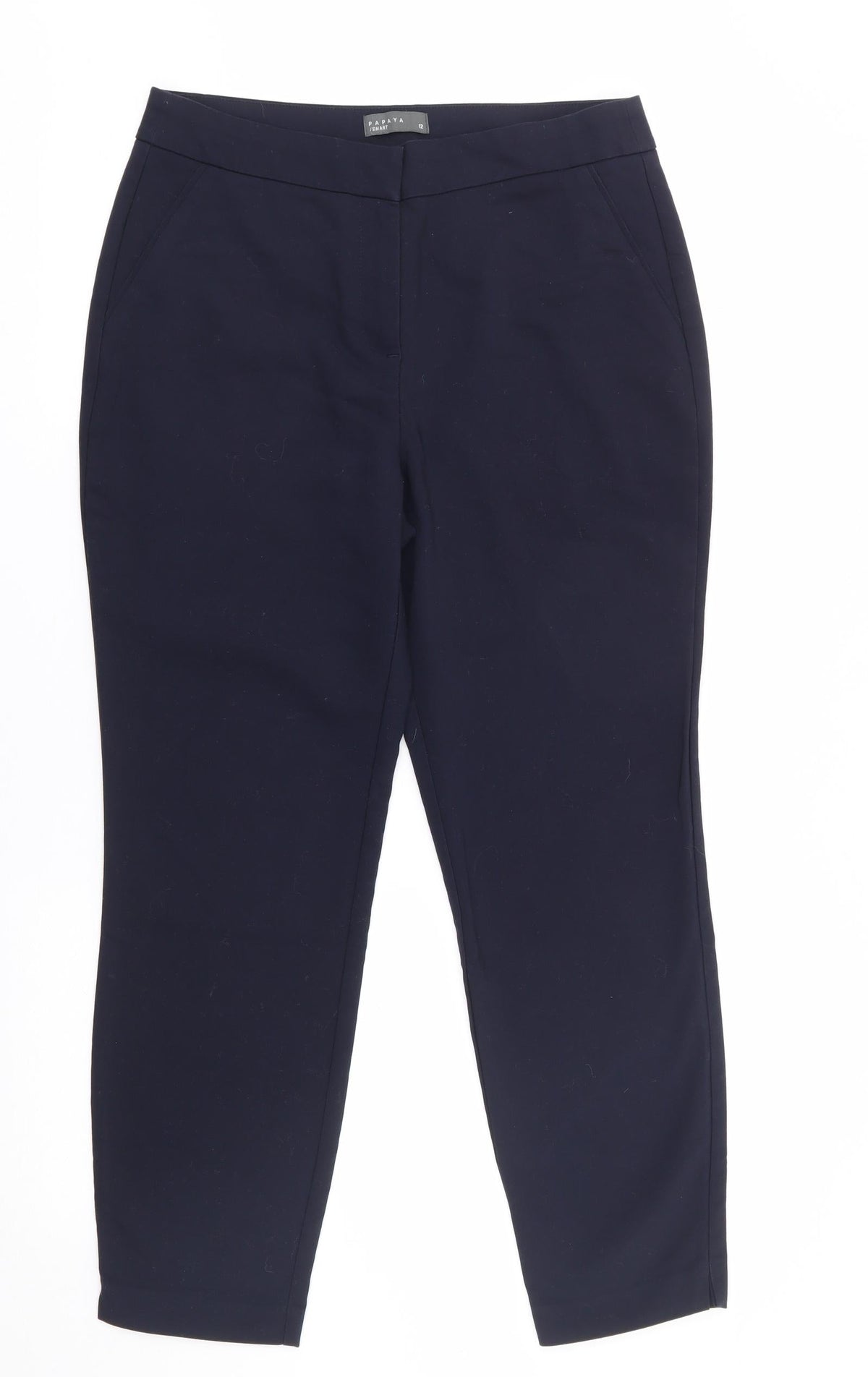 Papaya Womens Blue  Polyester Trousers  Size 12 L25 in Regular