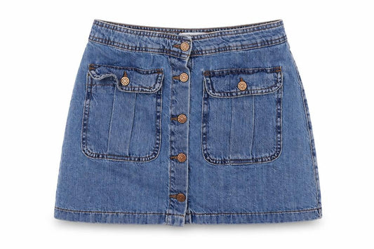 TRF DENIM Womens Blue  Cotton A-Line Skirt Size M