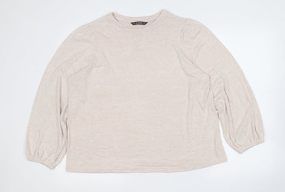 Dunnes Womens Beige Round Neck  Viscose Pullover Jumper Size L