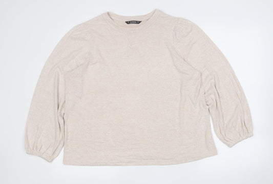 Dunnes Stores Womens Beige Round Neck  Viscose Pullover Jumper Size L