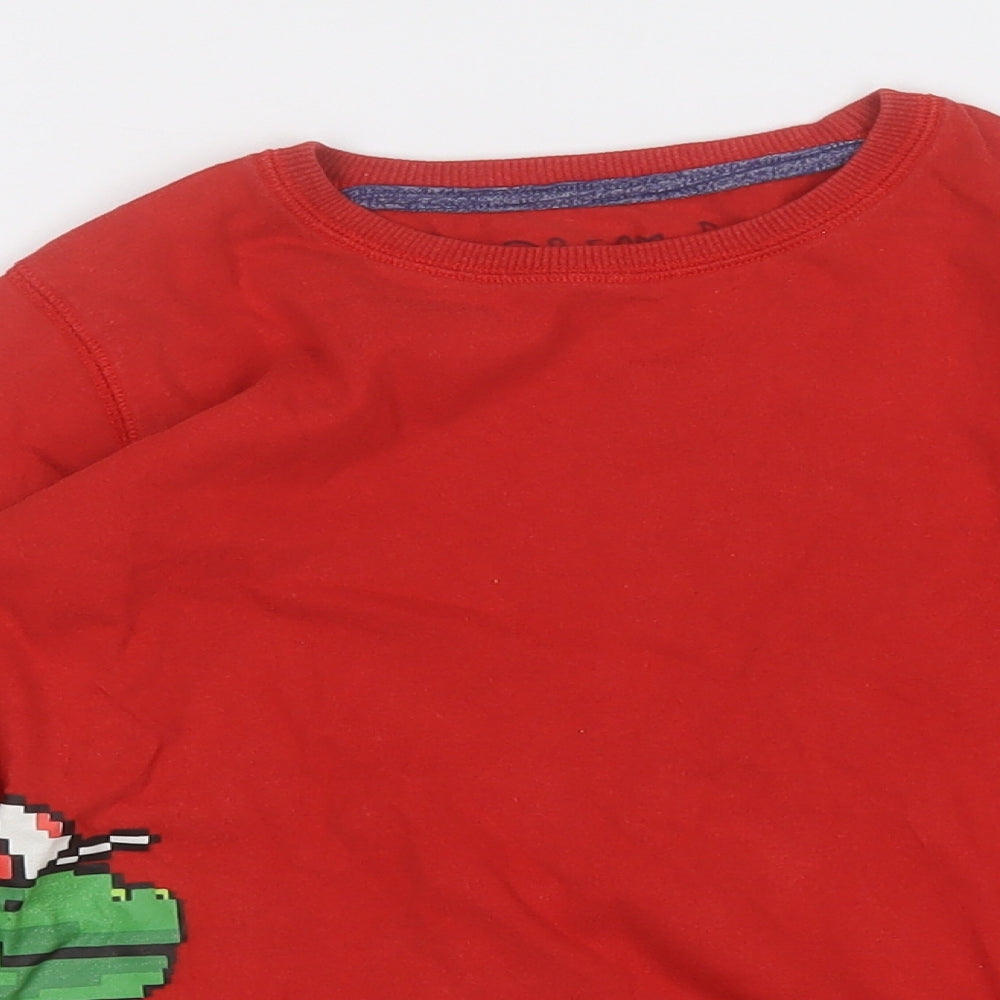 NEXT Boys Red  Cotton Pullover T-Shirt Size 8 Years Round Neck  - Crocodile