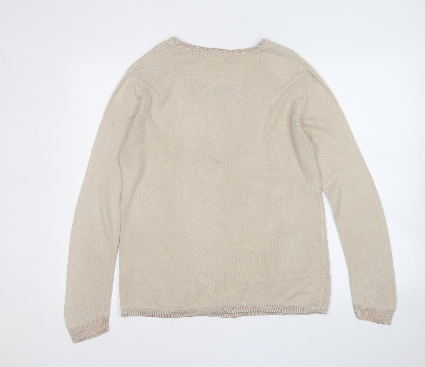 Roman Originals Womens Beige Round Neck  Acrylic Pullover Jumper Size S
