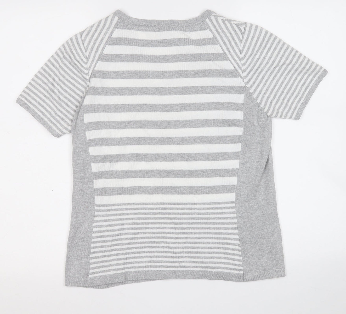 CC Womens Grey Round Neck Geometric Viscose Pullover Jumper Size S