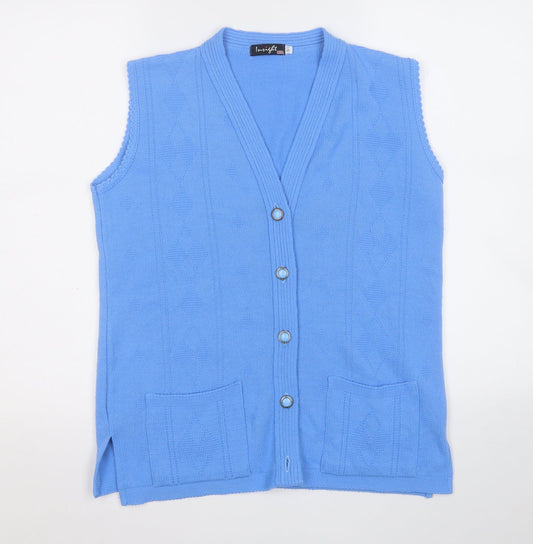 Insight Womens Blue V-Neck  Acrylic Vest Jumper Size S