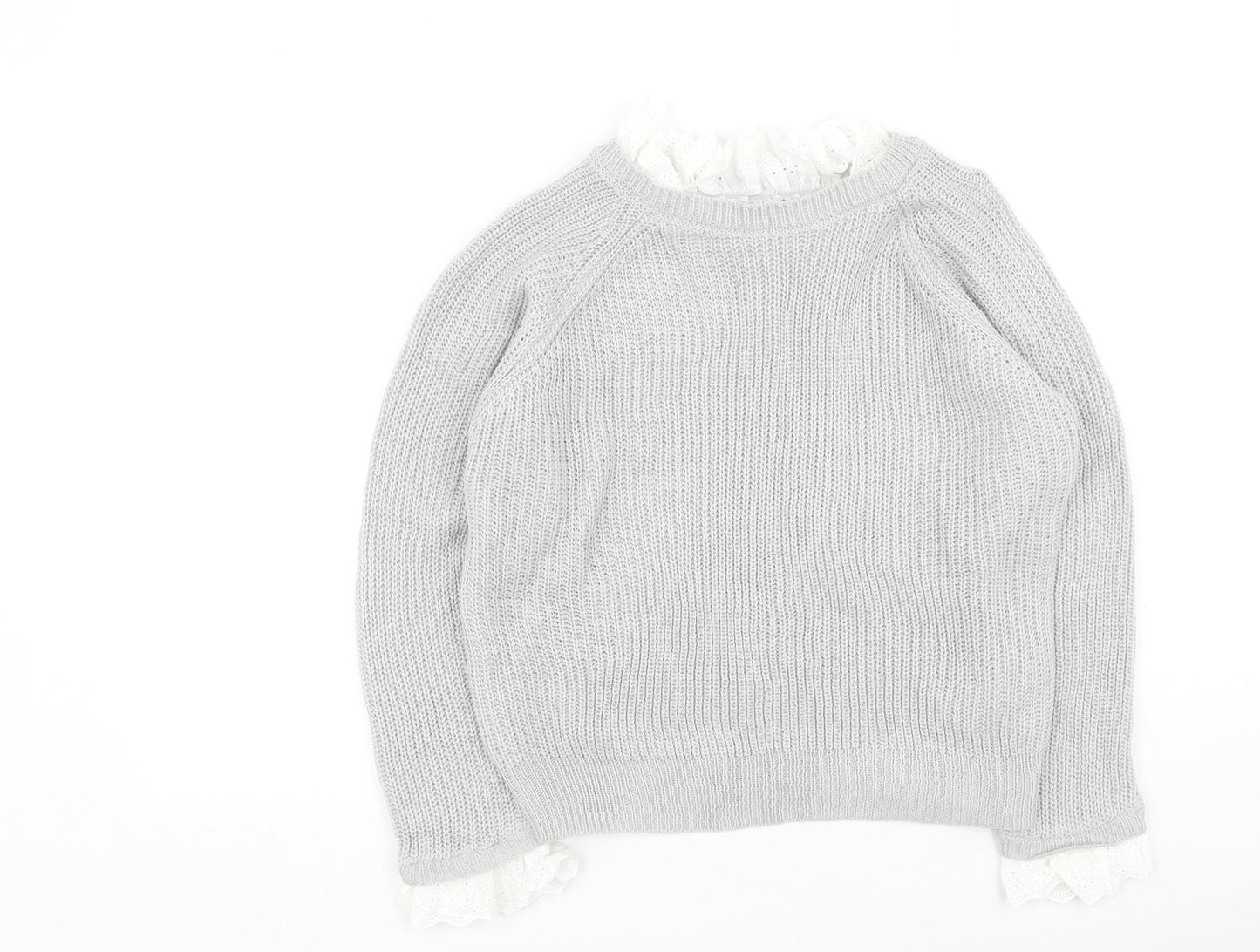 SheIn Womens Grey Round Neck  Polyester Pullover Jumper Size M
