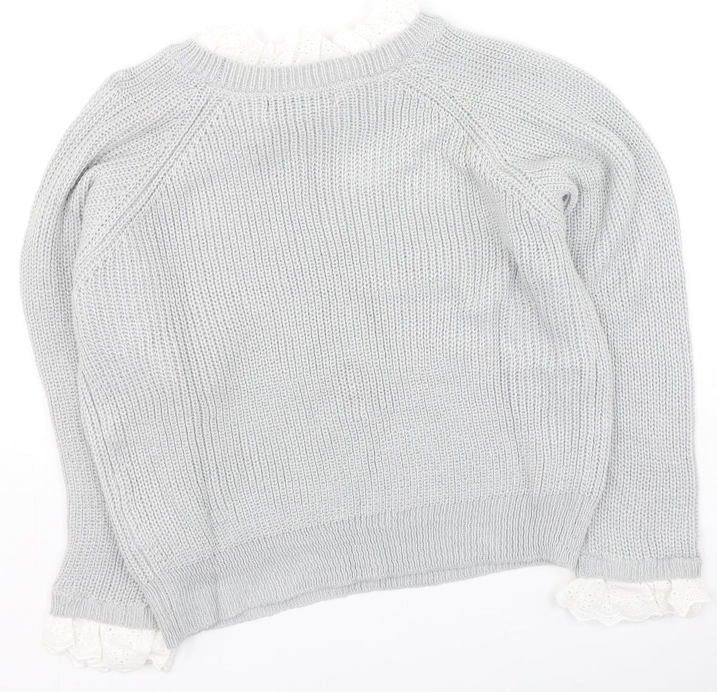 SheIn Womens Grey Round Neck  Polyester Pullover Jumper Size M