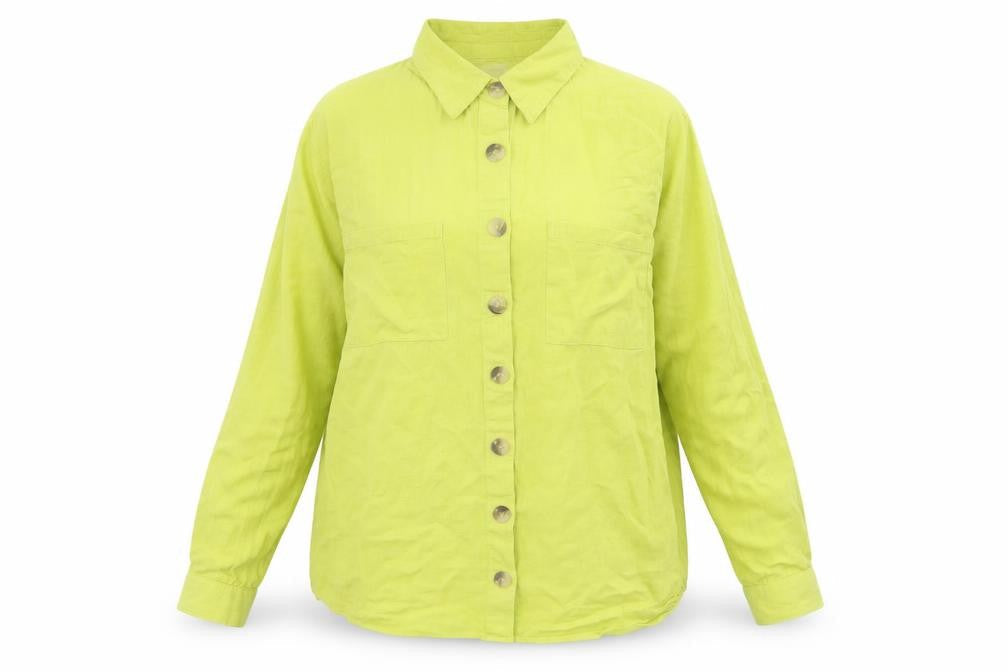 Missguided Womens Green  Cotton Basic Button-Up Size 10 Collared
