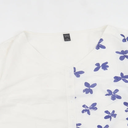 Emery Rose Womens White Geometric Polyester Basic Button-Up Size XL V-Neck