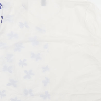 Emery Rose Womens White Geometric Polyester Basic Button-Up Size XL V-Neck
