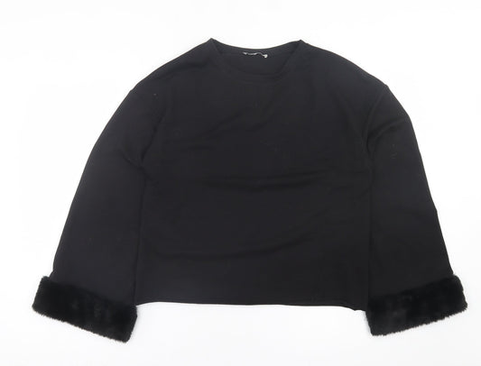 Zara Womens Black  Polyester Pullover Sweatshirt Size S  Pullover