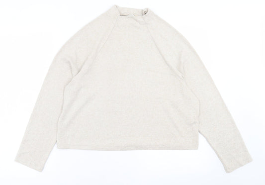 H&M Womens Beige High Neck  Viscose Pullover Jumper Size S