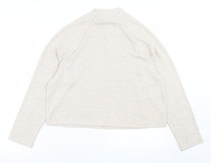 H&M Womens Beige High Neck  Viscose Pullover Jumper Size S