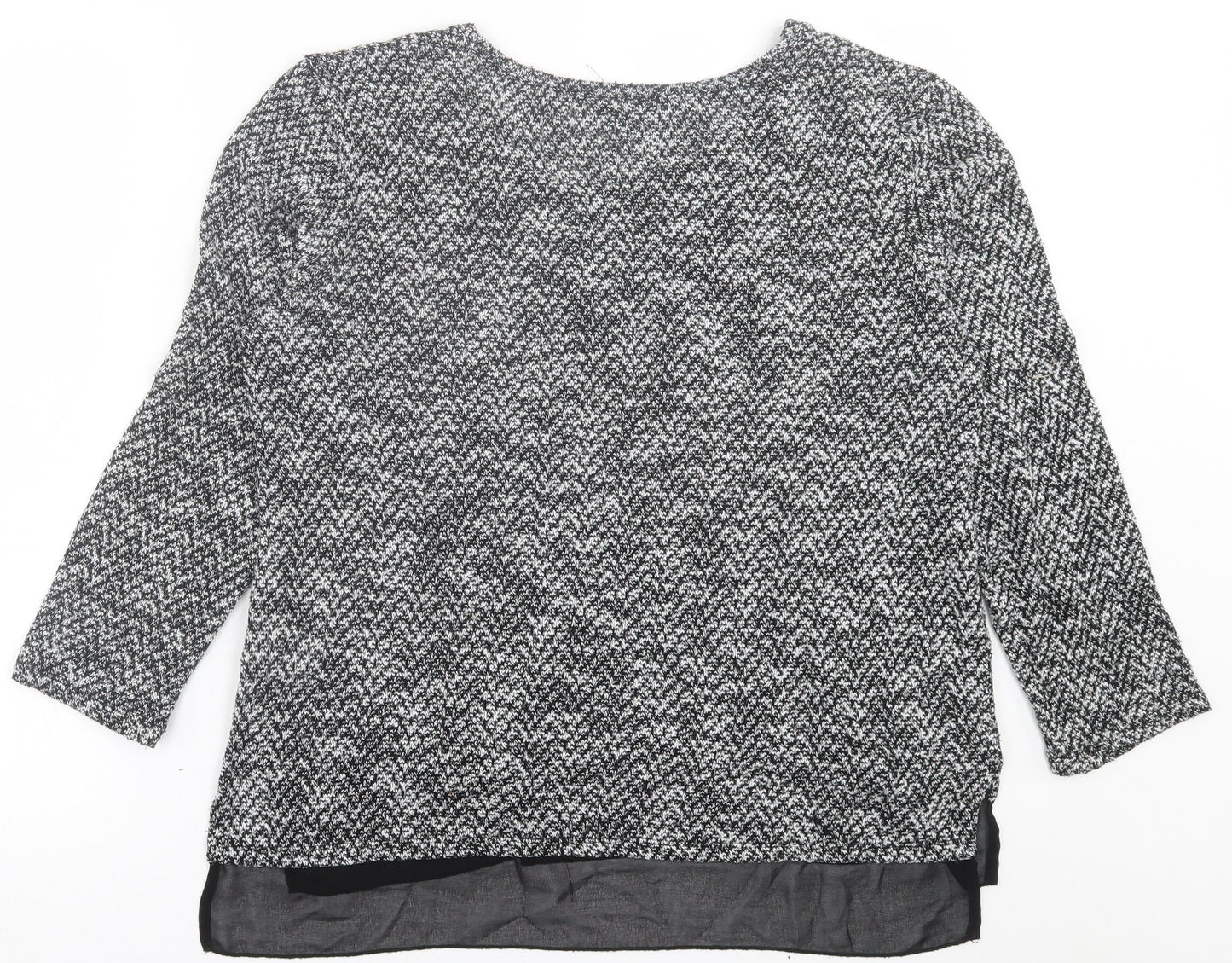 Peacocks Womens Black Crew Neck  Polyester Pullover Jumper Size M