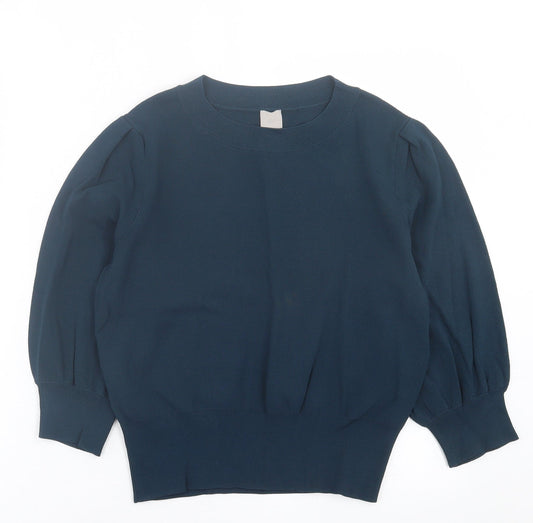 H&M Womens Green Crew Neck  Viscose Pullover Jumper Size M