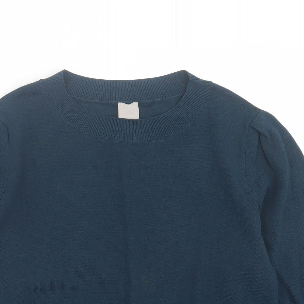 H&M Womens Green Crew Neck  Viscose Pullover Jumper Size M