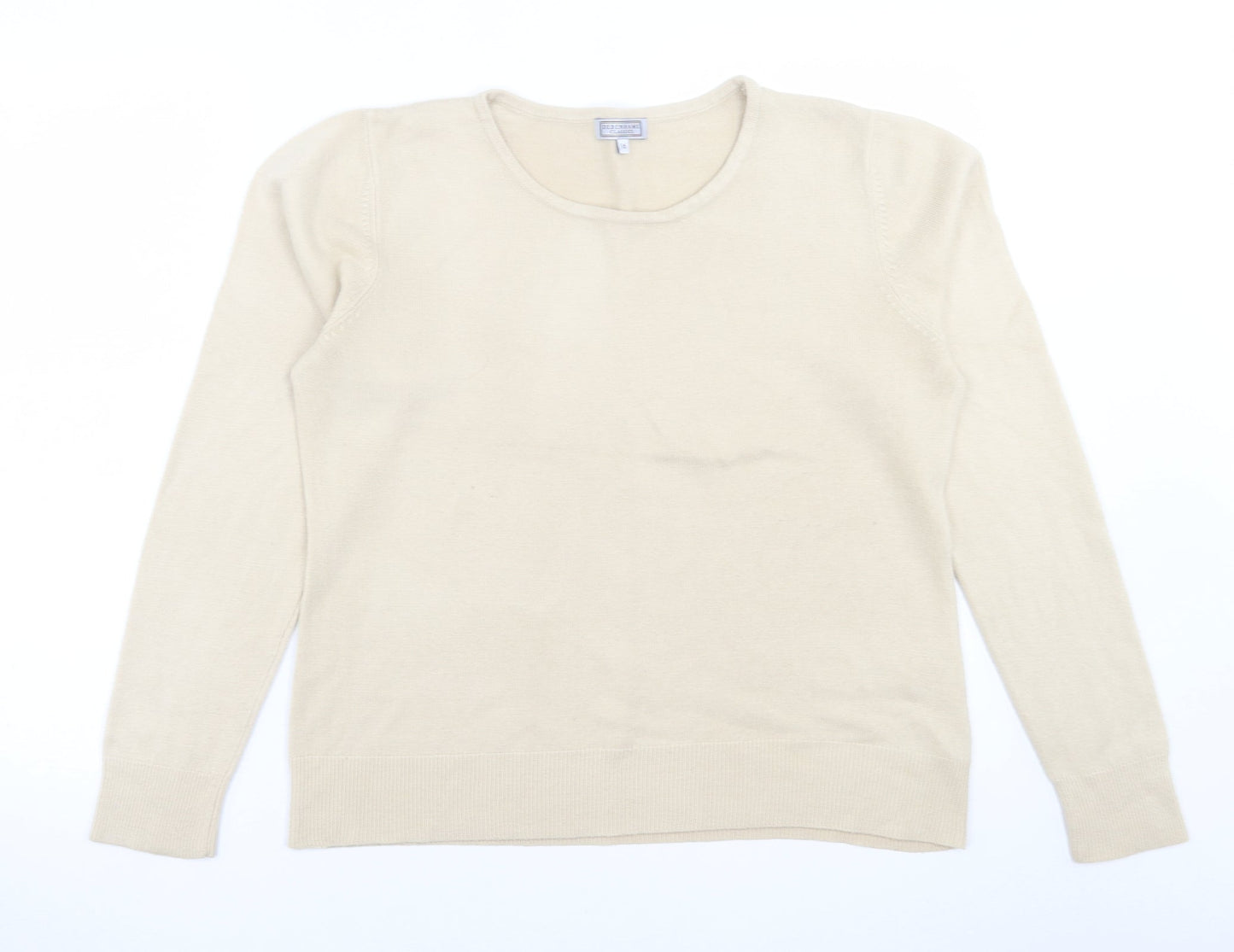 Debenhams Womens Beige Crew Neck  Acrylic Pullover Jumper Size 16