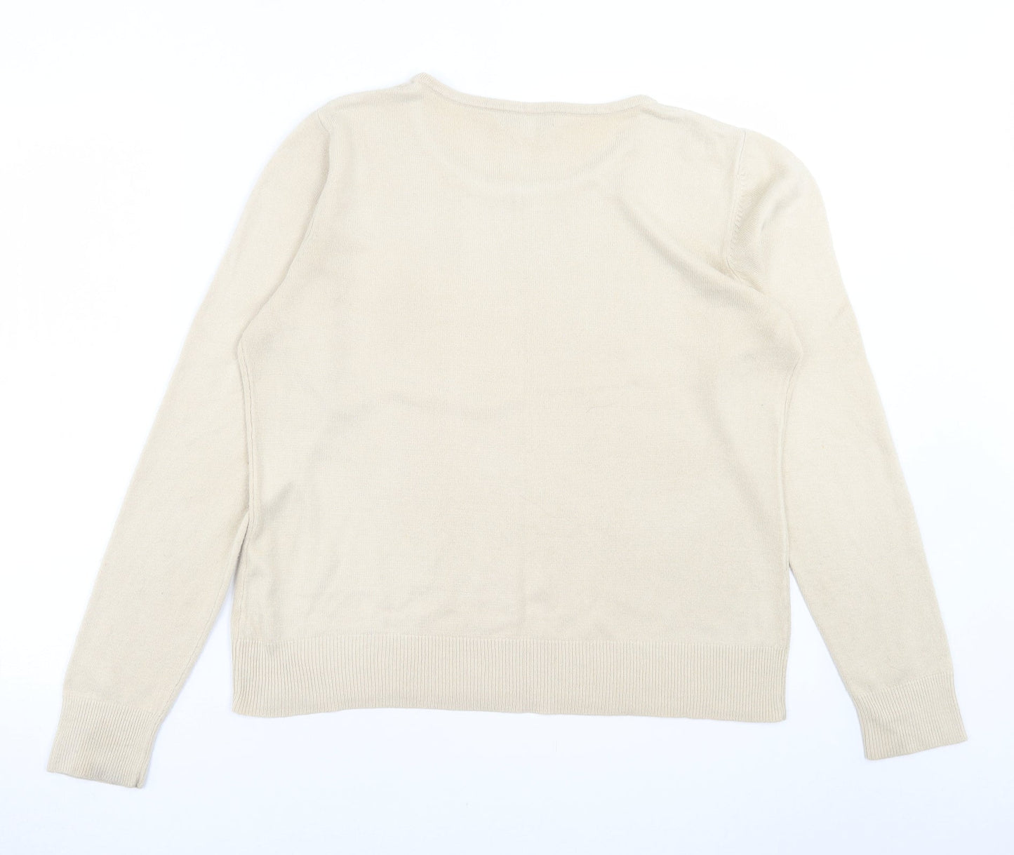 Debenhams Womens Beige Crew Neck  Acrylic Pullover Jumper Size 16
