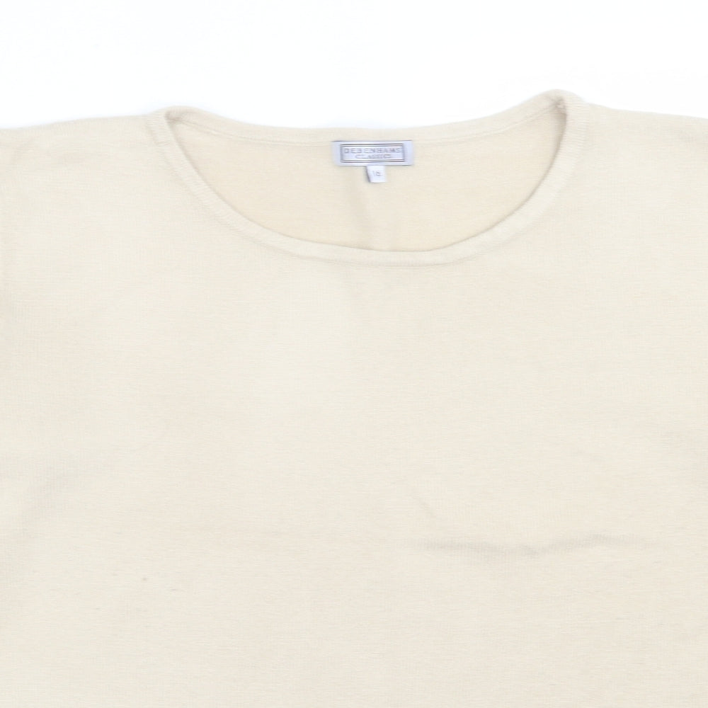 Debenhams Womens Beige Crew Neck  Acrylic Pullover Jumper Size 16