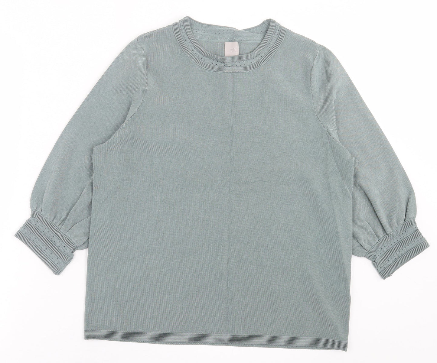 H&M Womens Green Crew Neck  Viscose Pullover Jumper Size M