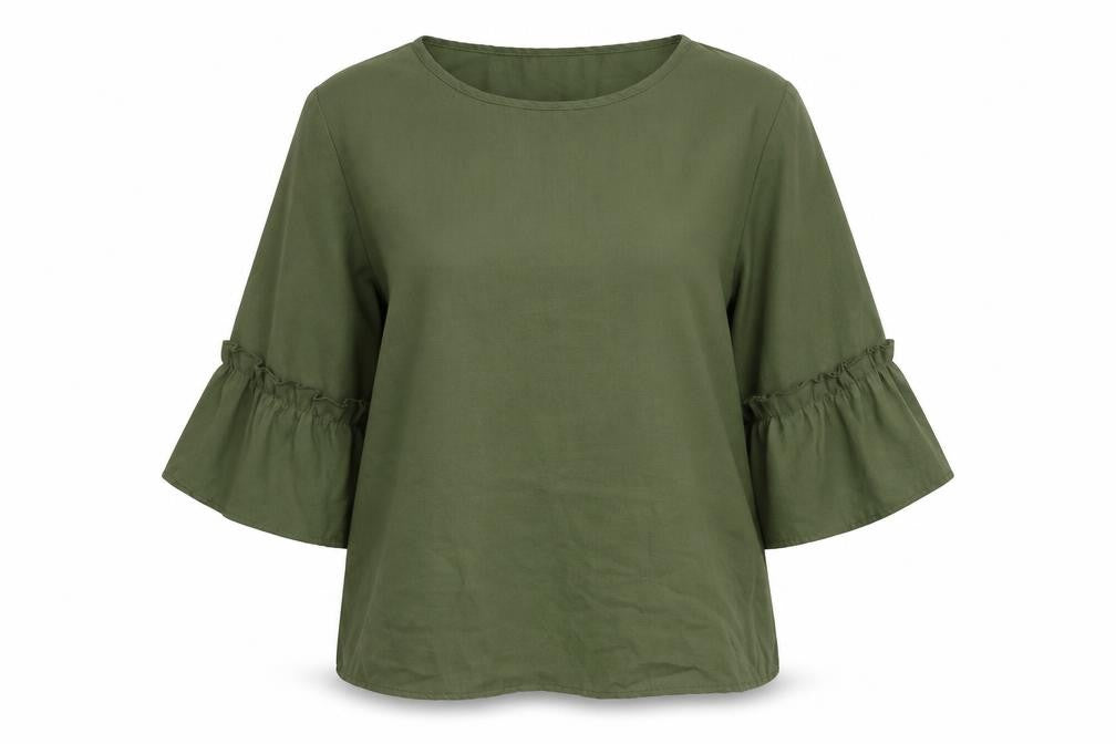 Quiz Womens Green  Polyester Basic T-Shirt Size 42 Round Neck