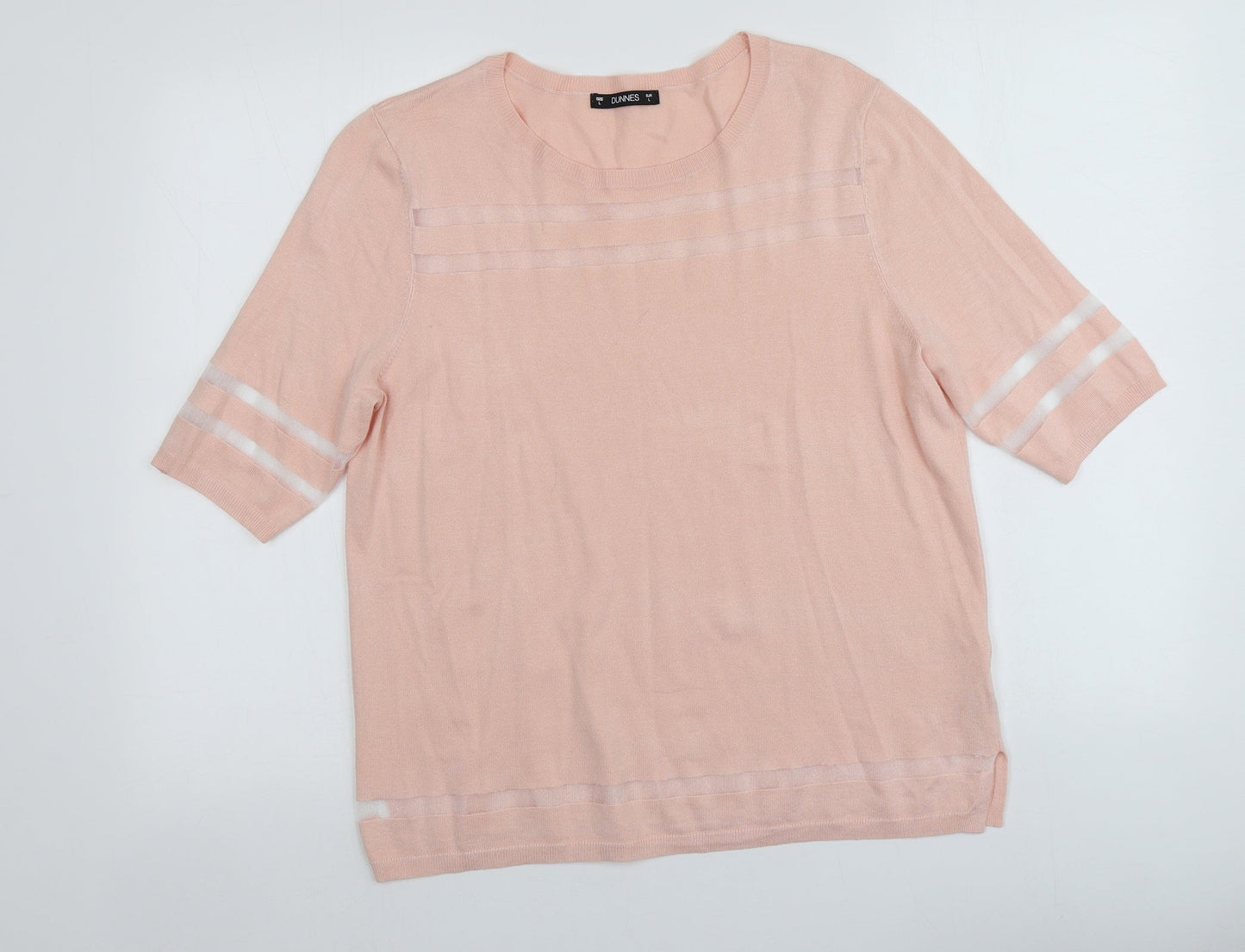 Dunnes Stores Womens Pink Round Neck  Viscose Pullover Jumper Size L