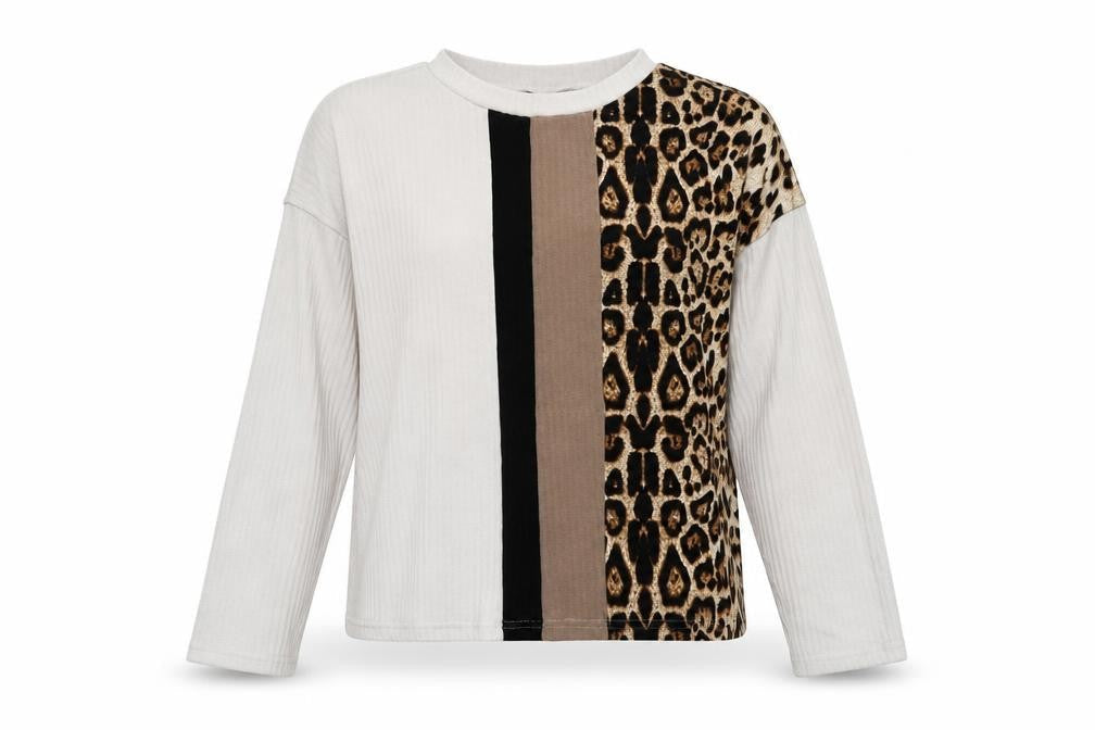 SheIn Womens White Round Neck Animal Print Polyester Pullover Jumper Size XL