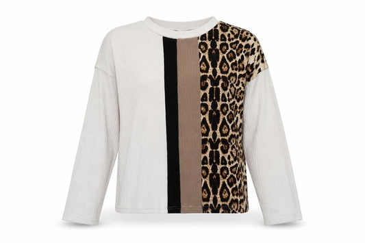 SHEIN Womens White Round Neck Animal Print Polyester Pullover Jumper Size XL