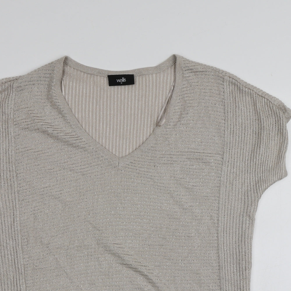 Wallis Womens Beige V-Neck  Viscose Pullover Jumper Size M