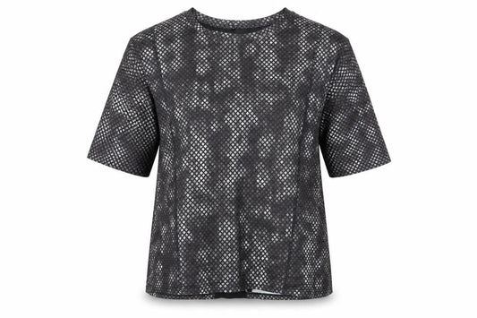 New Look Womens Grey Geometric Polyester Pullover T-Shirt Size S Crew Neck Pullover