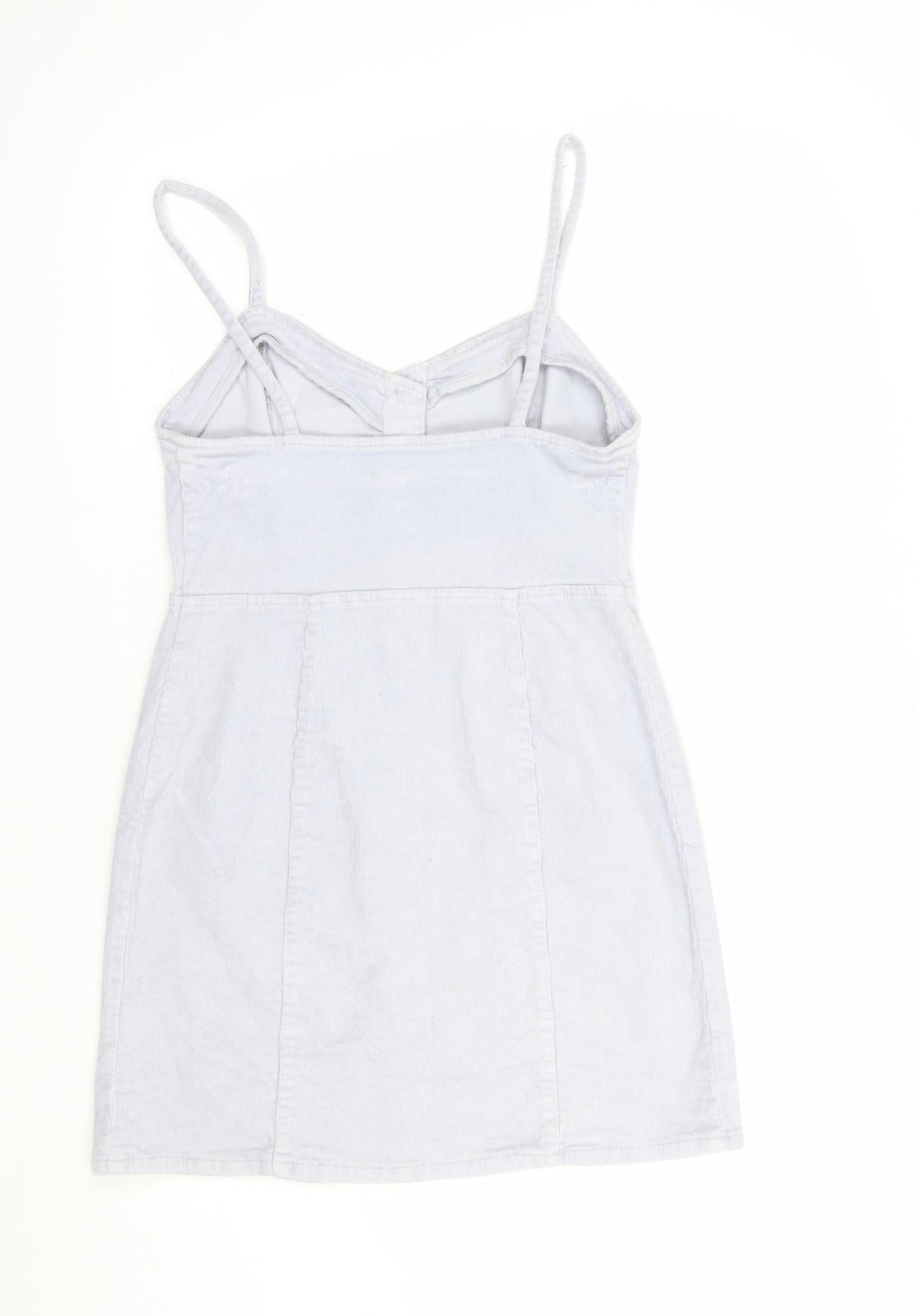 Denim Co.  Womens Grey  Cotton Pinafore/Dungaree Dress  Size 8  Sweetheart Button