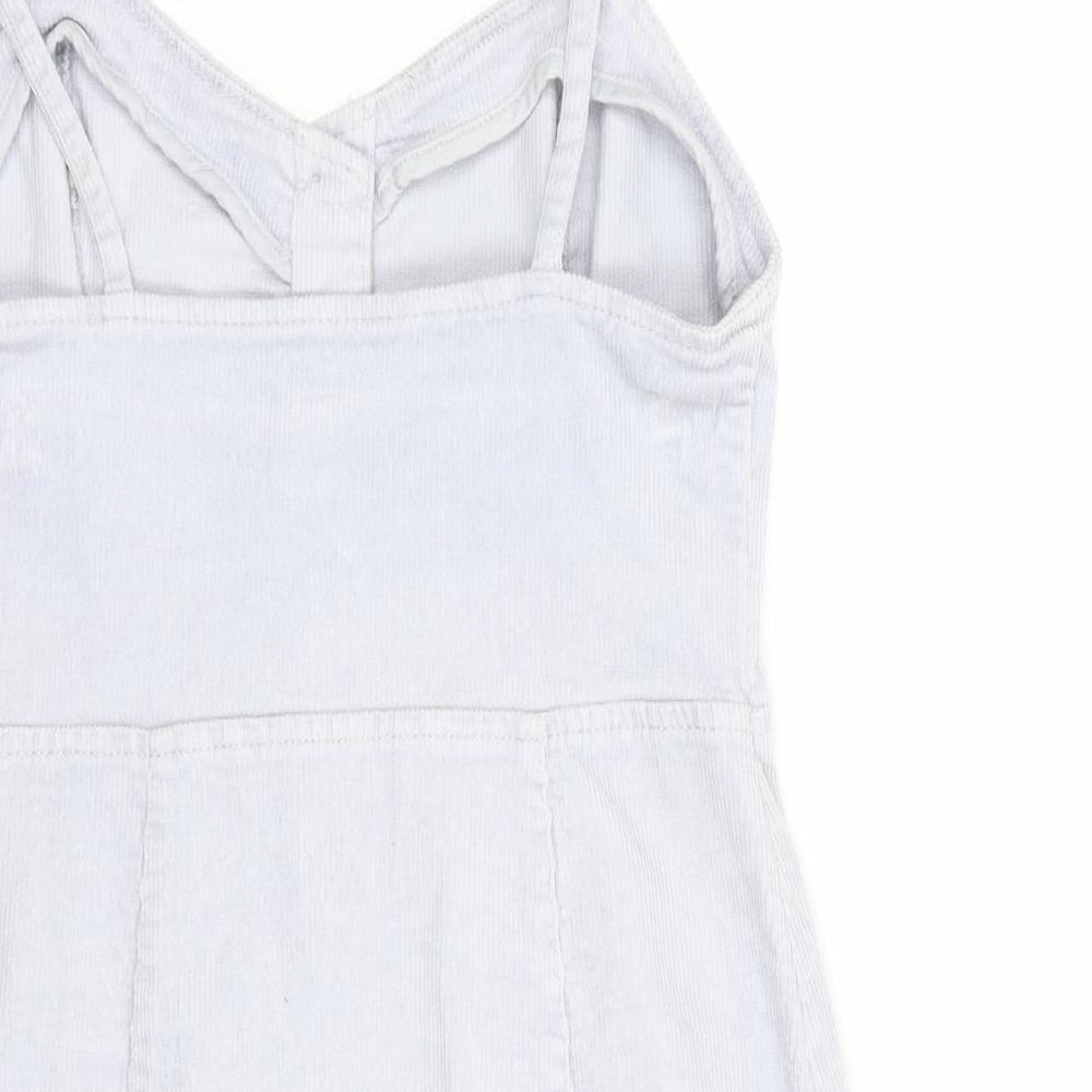Denim Co.  Womens Grey  Cotton Pinafore/Dungaree Dress  Size 8  Sweetheart Button