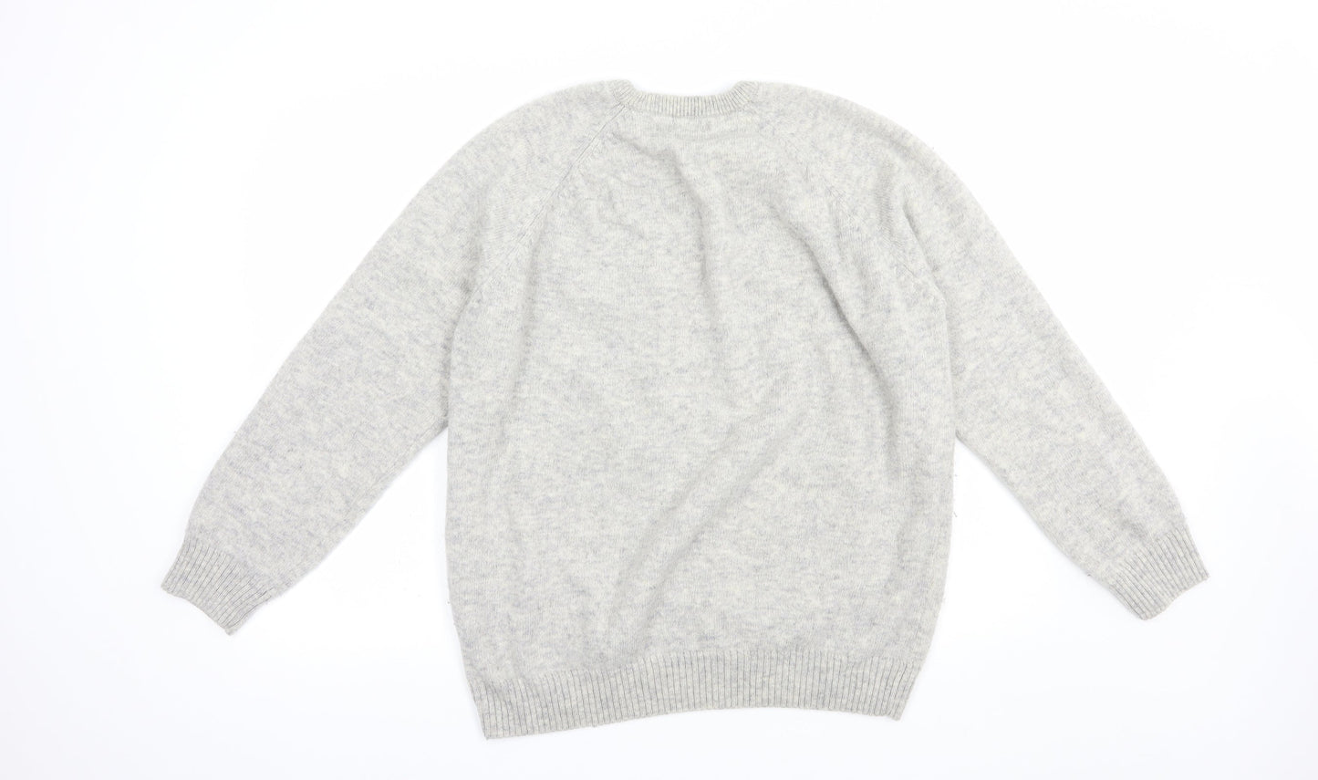 Easy Womens Grey Crew Neck  Acrylic Pullover Jumper Size XL