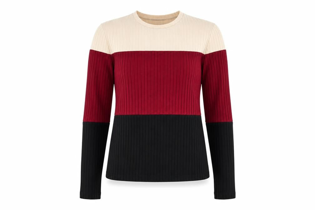 SheIn Womens Multicoloured Colourblock Polyester Basic Blouse Size M Crew Neck