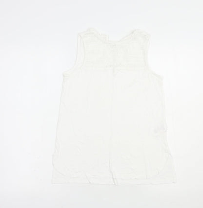 Peacocks Womens White  Viscose Basic Tank Size 8 Crew Neck